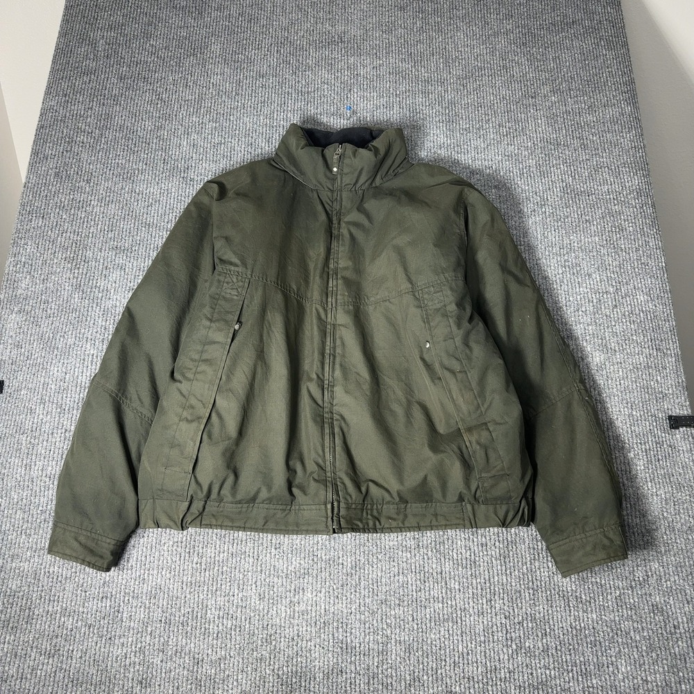 Eddie Bauer Goose Down Jacket Mens‎ XXL Green Full Zip Insulated Puffer Coat